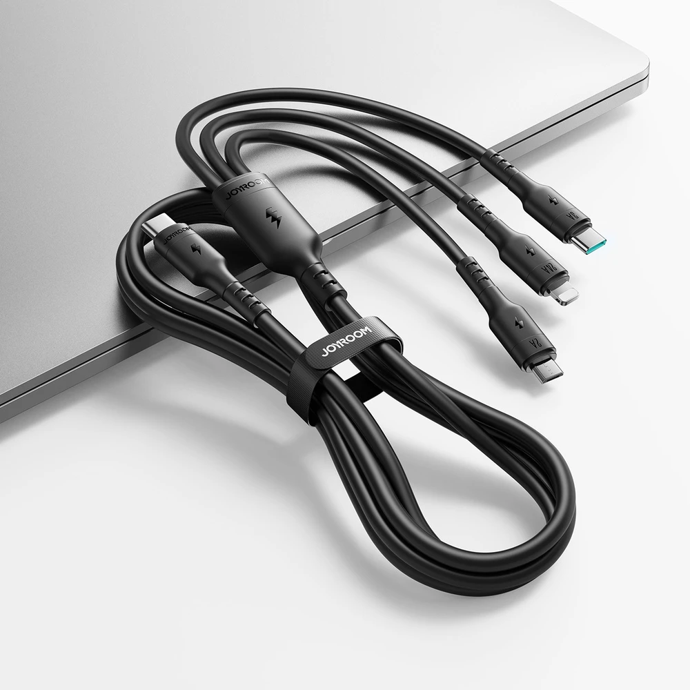 USB kabelis Joyroom S-A61 USB-C to USB-C/Lightning/MicroUSB 3.5A 1.2m juodas
