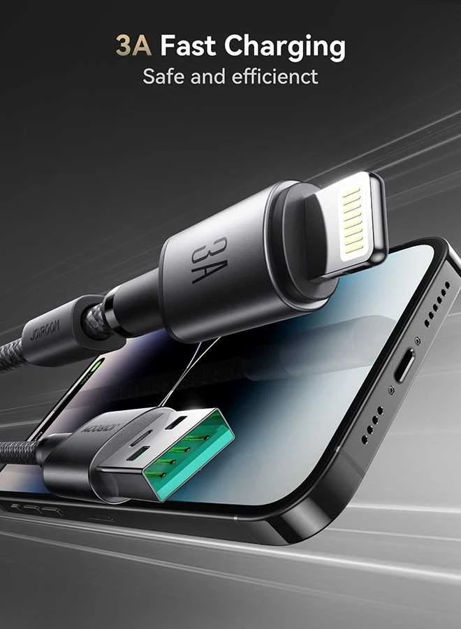 USB kabelis Joyroom SA-50 USB-A to Lightning 3A 1.2m tamsiai pilkas