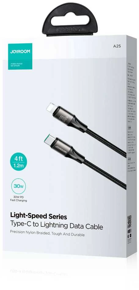 Joyroom Light-Speed USB-C laidas su Lightning SA25-CL3, 30 W, 2 m (juodas)