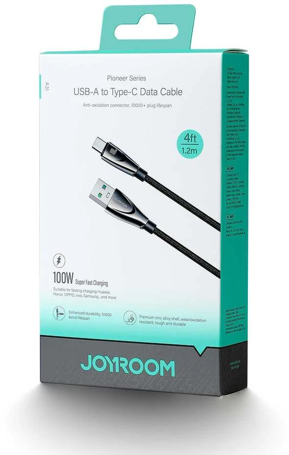 Joyroom Kabelis Pioneer 100W USB į USB C SA31-AC6 / 100W / 1.2m (juodas)