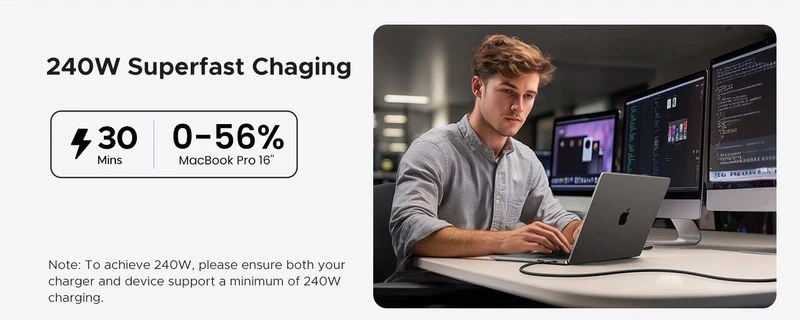 Kabelis USB C - USB C 1m USB4 240W 80Gbit/s 16K@60Hz Thunderbolt 4 suderinamas L706 UGREEN