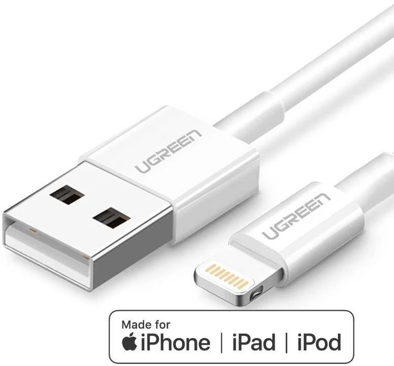 UGREEN nikeliuotas USB - Lightning laidas MFi 1m