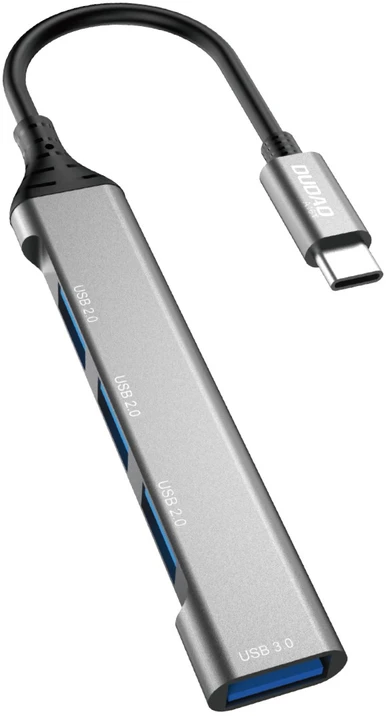 Dudao HUB 4in1 USB-C – 4x USB-A (3 x USB2.0 / USB3.0) 6.3cm juodos spalvos (A16T)