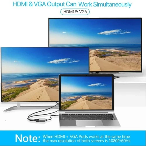 USB šakotuvas Reach USB-C to HUB PD + HDMI + VGA + USB 3.0