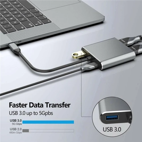 USB šakotuvas Reach USB-C to HUB PD + HDMI + VGA + USB 3.0