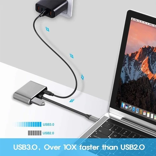 USB šakotuvas Reach USB-C to HUB PD + HDMI + VGA + USB 3.0