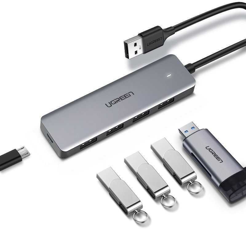 USB šakotuvas UGREEN 4in1 Hub USB 4x USB 3.0 + Micro USB