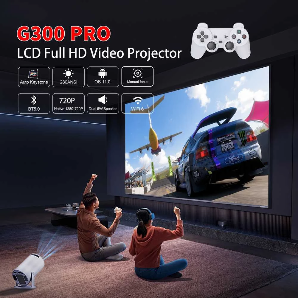Žaidimų projektorius Reach G300 Pro+ Gaming baltas