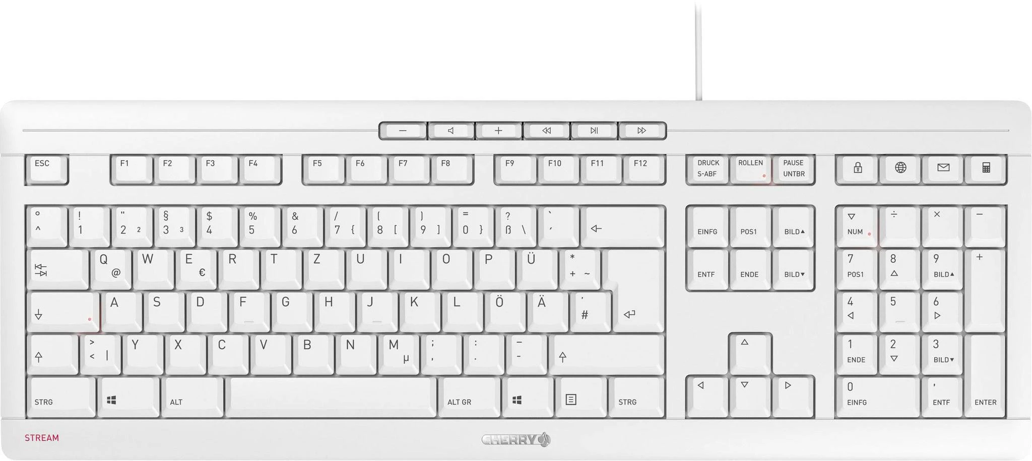 CHERRY JK-8500 klaviatūra USB QWERTZ Vokiečių Balta