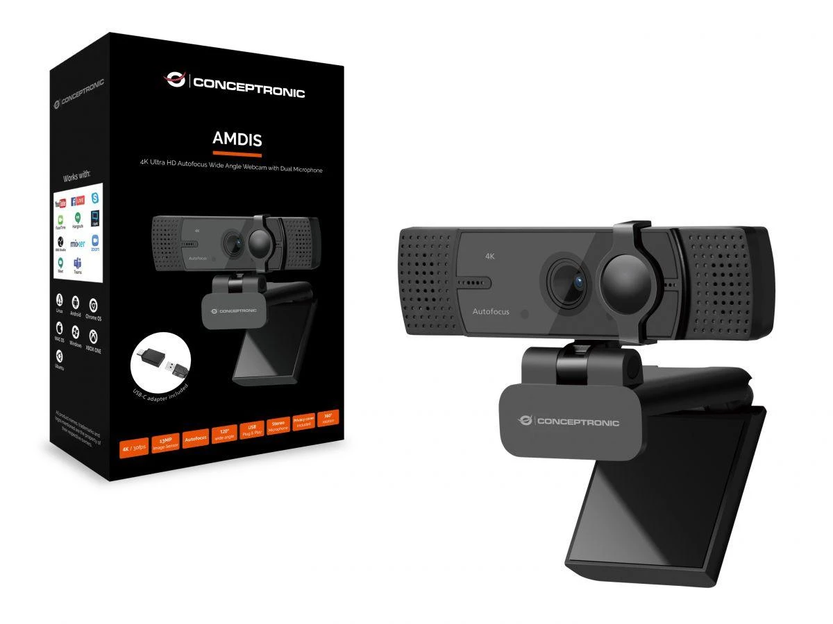 Carruzzo Conceptronic AMDIS08B internetinė kamera 15,9 MP 3840 x 2160 pikseliai USB 2.0 Juoda