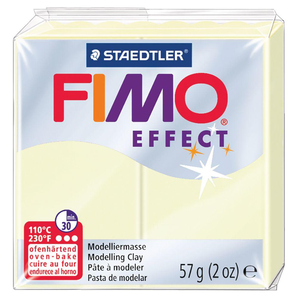 Modelinas FIMO EFFECT, 57 g, naktį šviečianti balta sp.