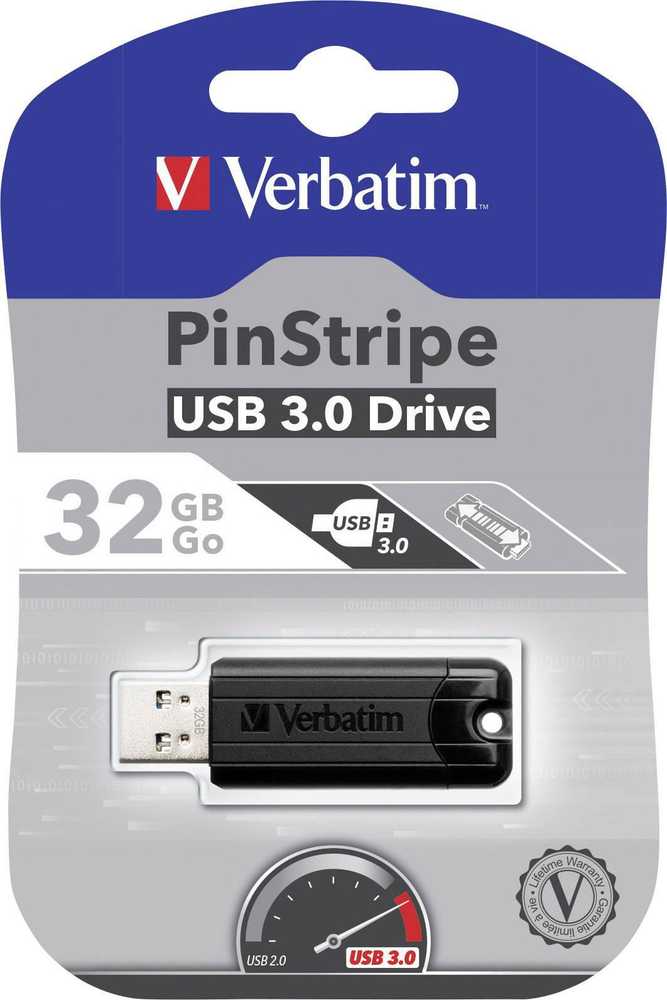 Freecom USB-Stick 32GB Verbatim 3.2 Pin Stripe Juodas retail