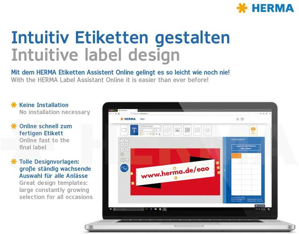 Herma HERMA 10775 etiketės spausdinimui Baltas Lipnios etiketės spausdinimui