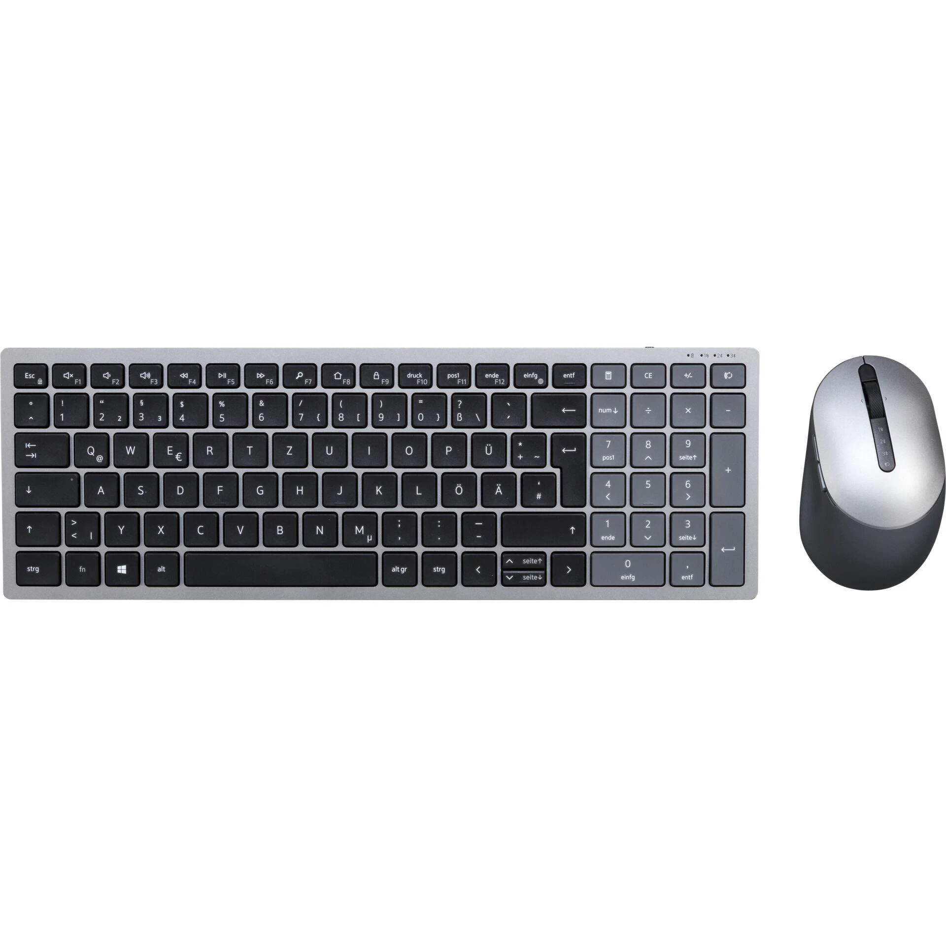 DELL KM7120W klaviatūra RD belaidis ryšys + „Bluetooth“ QWERTY Vokiečių Pilka, Titanas