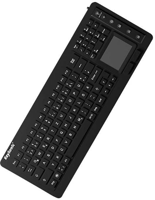 Klaviatūra „KeySonic KSK-6231INEL“ (DE) pramoninis jutiklinis planšetinis kompiuteris su W sandarikliu