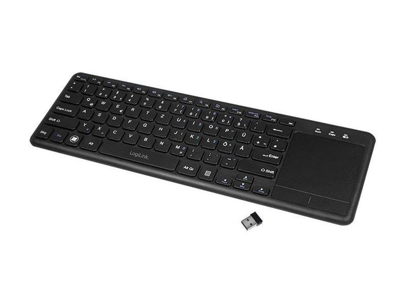 Logilink Belaidė klaviatūra mit Touchpad, 2,4 GHz, juodas