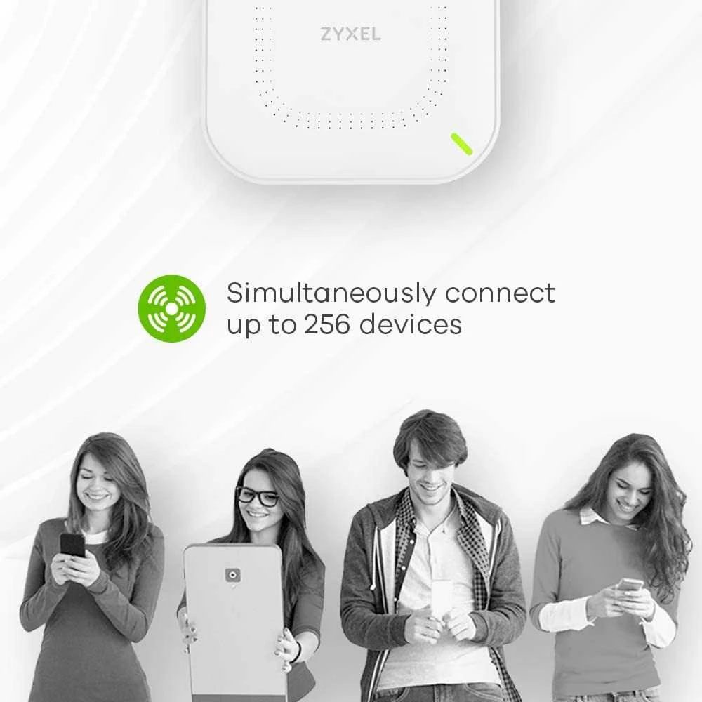 ZYXEL WIFI 6 AP, PRIEIGOS TAŠKAS, NWA50AX AX1800, 2X2 MU-MIMO, POE+ (802.3AT), AUTONOMINIS / NEBULA DEBESINIS VALDYMAS, ĮSKAITANT MAITINIMO ADAPTERĮ (2 METŲ GARANTIJA)