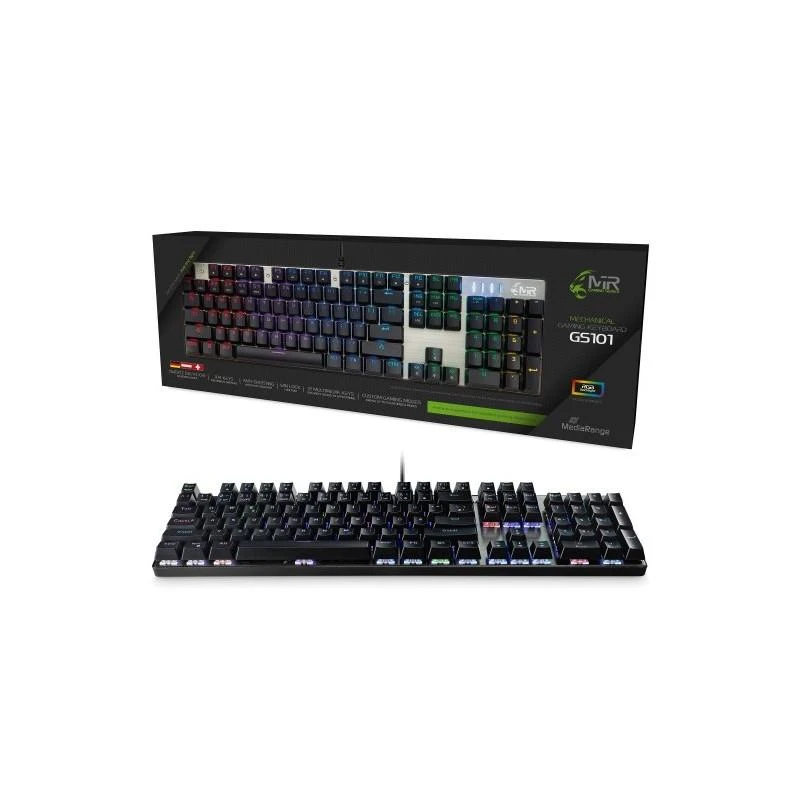 MediaRange MRGS101 klaviatūra Gaming USB QWERTZ Niemiecki Juodas, Sidabrinė