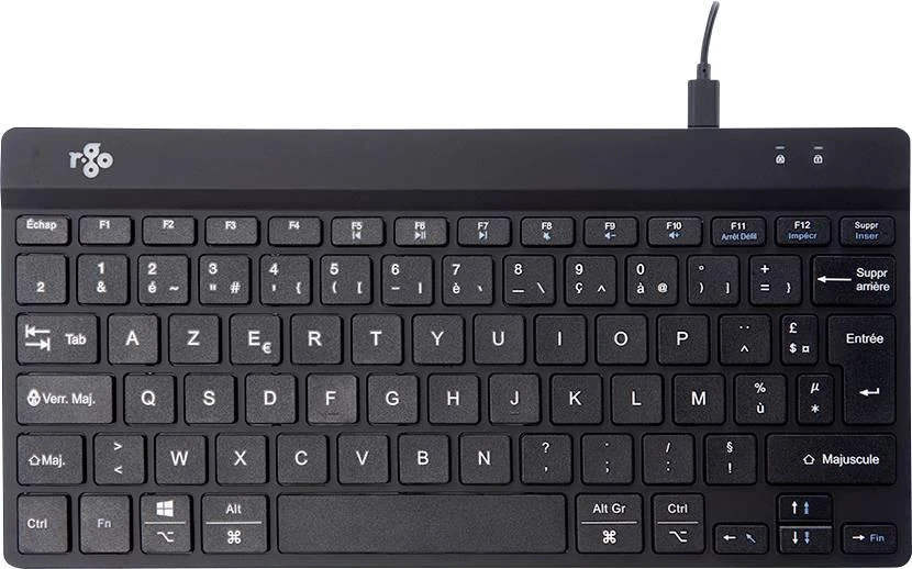 R Go Tools COMPACT BREAK Klaviatūra AZERTY - FR Juodas su laidu