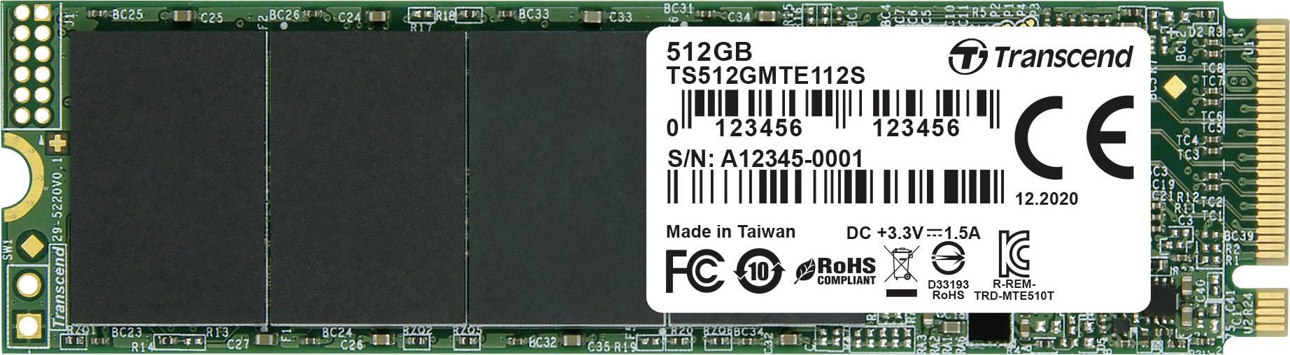 TRANSCEND 112S 512 GB PCIe Gen3x4 M.2 2280 M-Key 3D TLC be DRAM