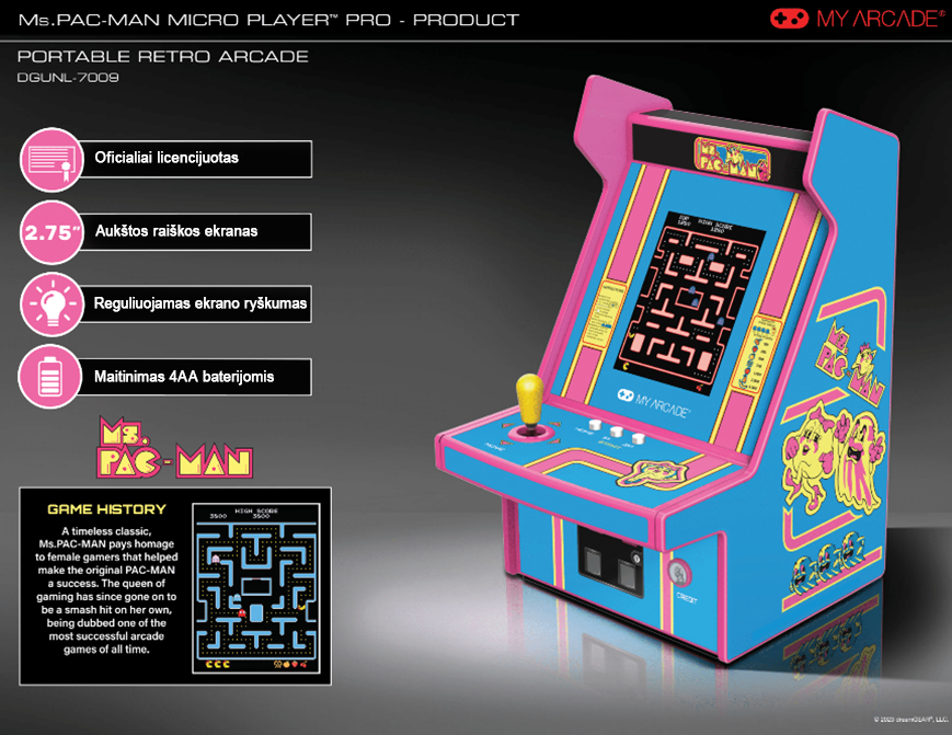 MY ARCADE Žaidimų Konsolė Pro Ms Pacman 6,75