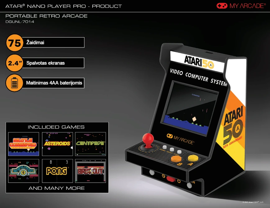 Dreamgear My Arcade Nano Player Atari 75 Games 4.5