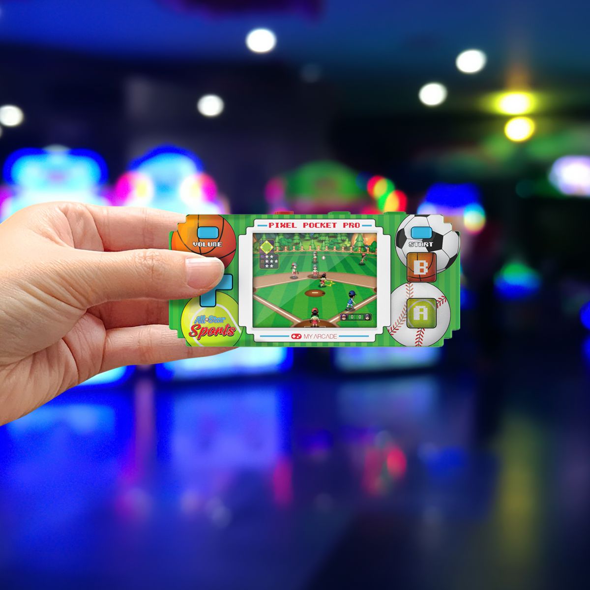 Dreamgear All Star Sports Pixel Player nešiojama žaidimų konsolė (18 žaidimų) aprašymas - Prekės nuotrauka
