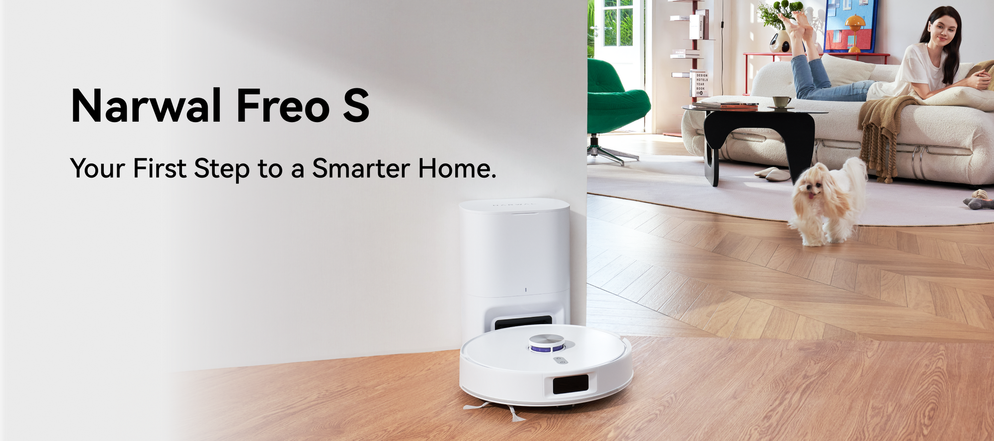 Dulkių siurblys-robotas „Narwal Freo S“ su automatinio dulkių ištuštinimo stotele, 8000 Pa, baltas aprašymas - Prekės nuotrauka