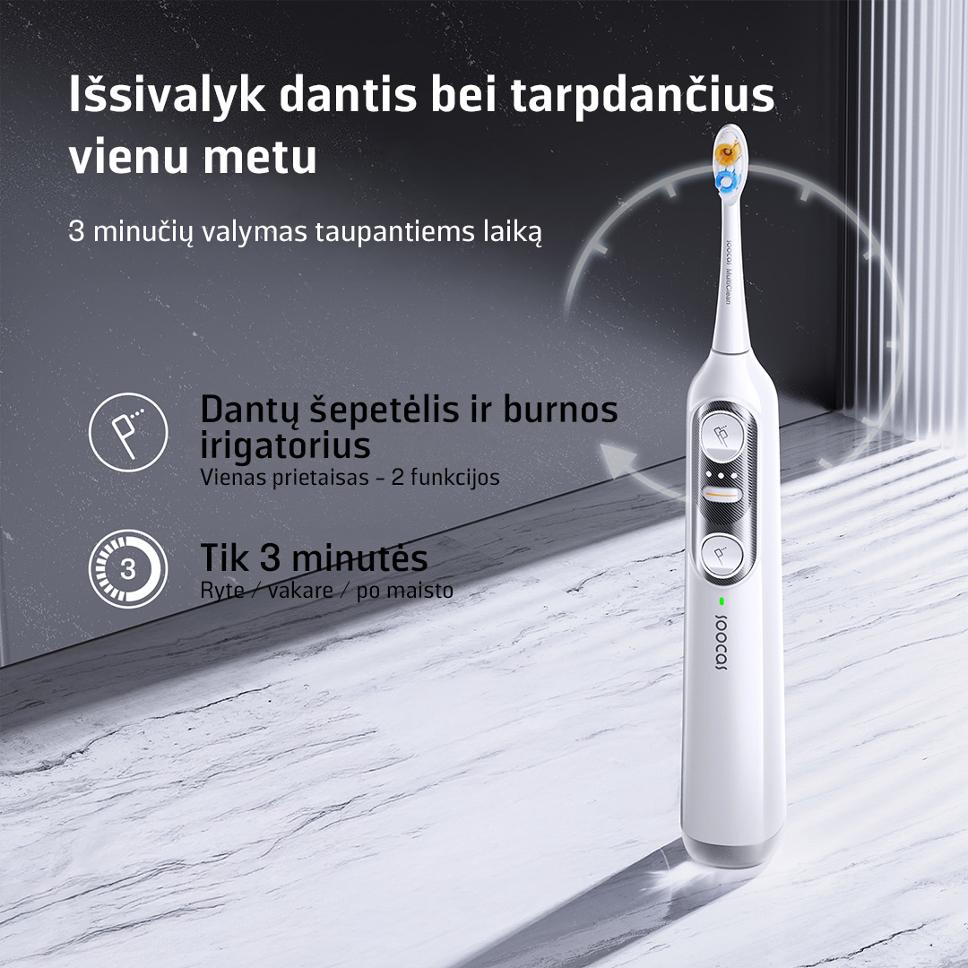 SOOCAS NEOS II 2-in-1 Elektrinis dantų šepetėlis su irigatorium, Pearl Baltas aprašymas - Prekės nuotrauka