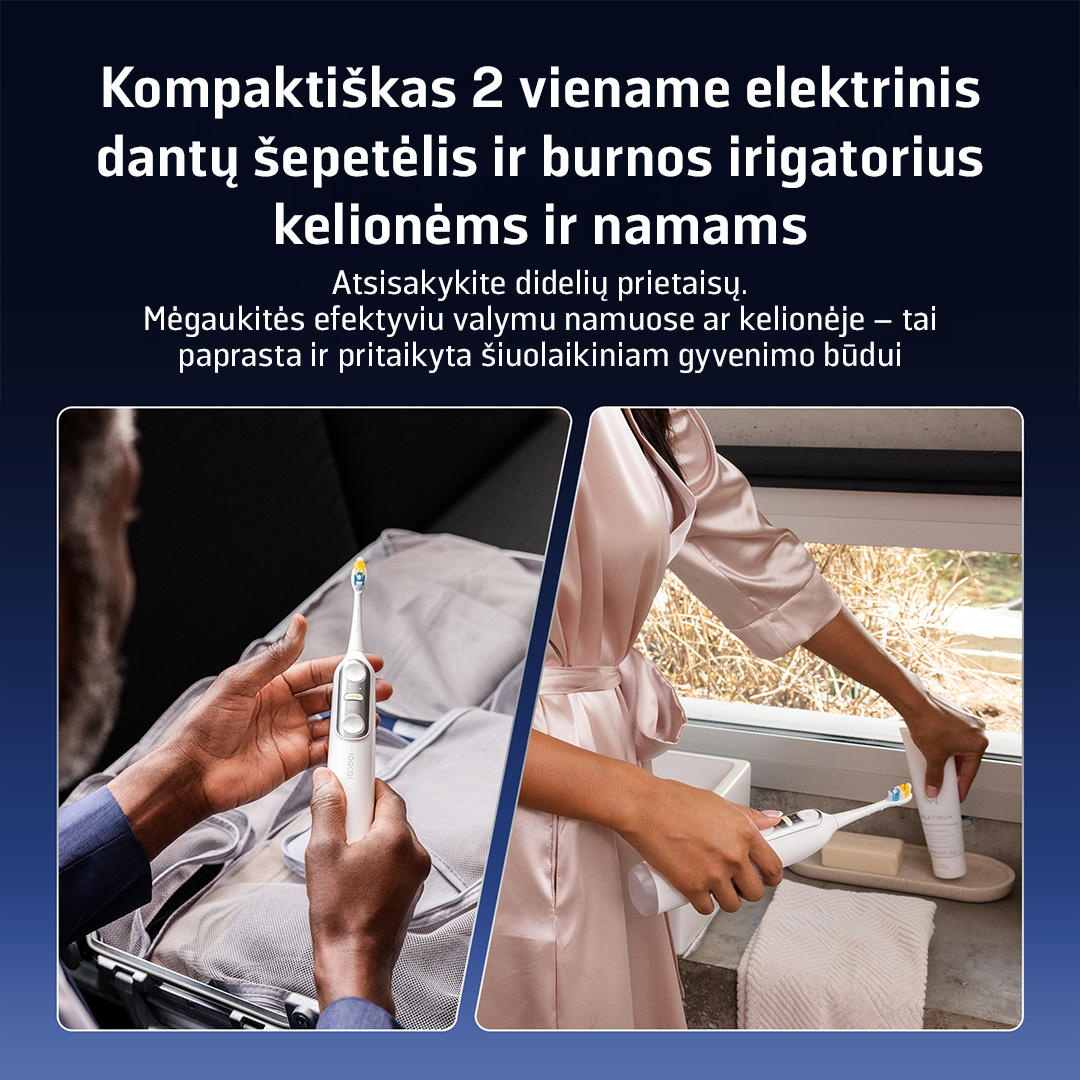 SOOCAS NEOS II 2-in-1 Elektrinis dantų šepetėlis su irigatorium, Pearl Baltas aprašymas - Prekės nuotrauka