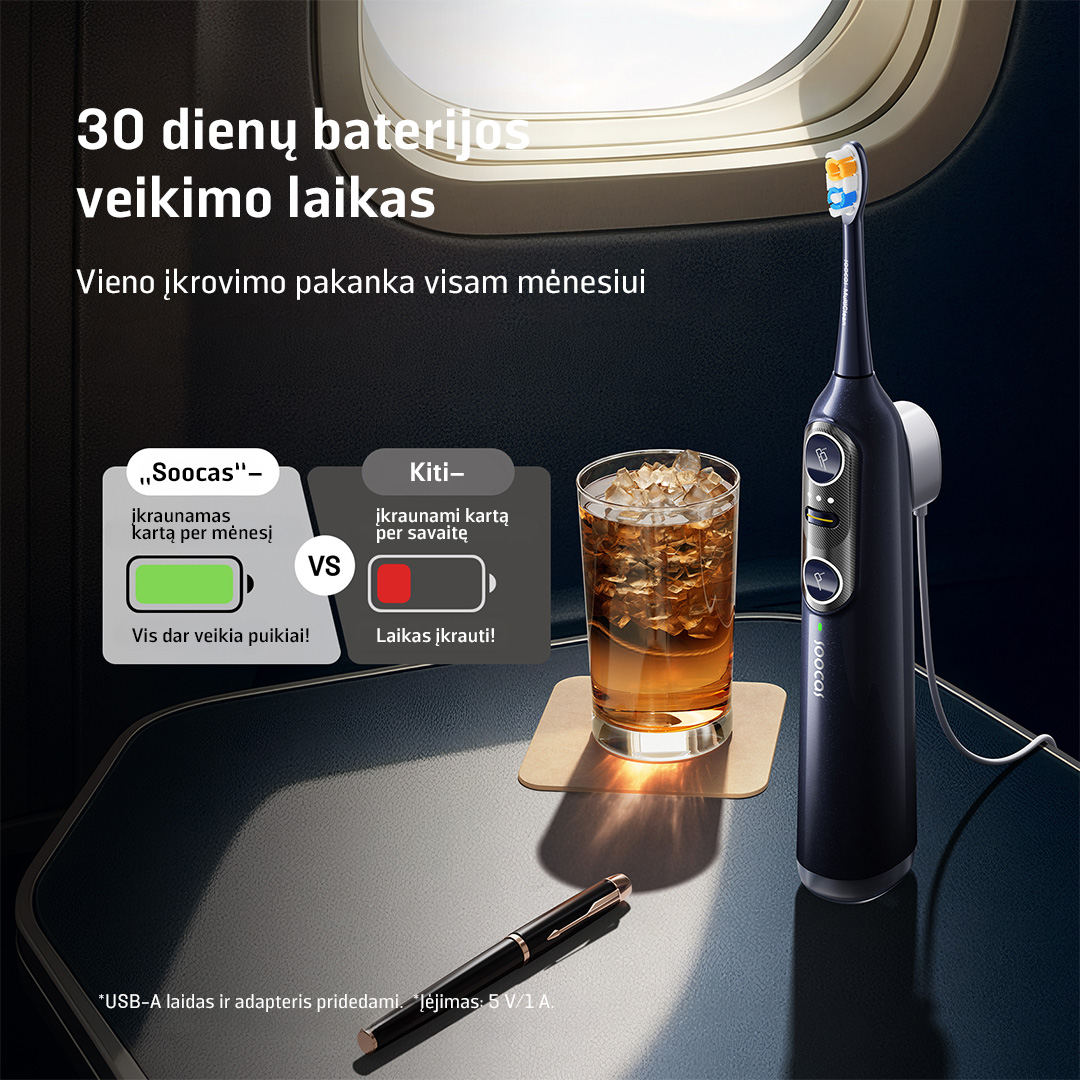 SOOCAS NEOS II 2-in-1 Elektrinis dantų šepetėlis su irigatorium, Dark Violet aprašymas - Prekės nuotrauka