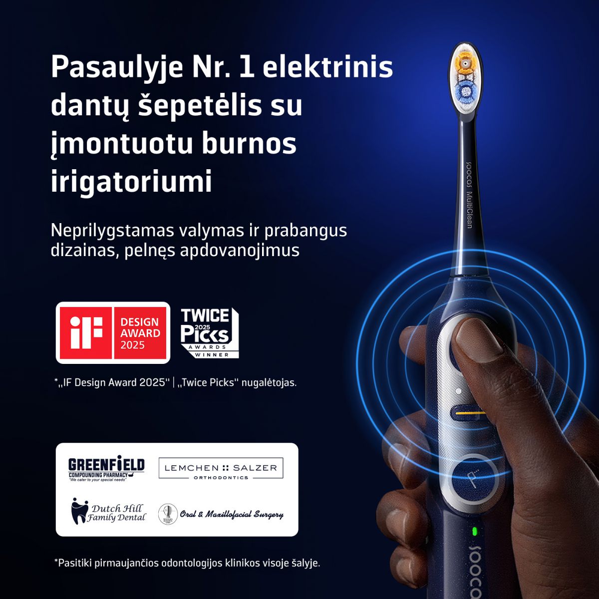 SOOCAS NEOS II 2-in-1 Elektrinis dantų šepetėlis su irigatorium, Dark Violet aprašymas - Prekės nuotrauka