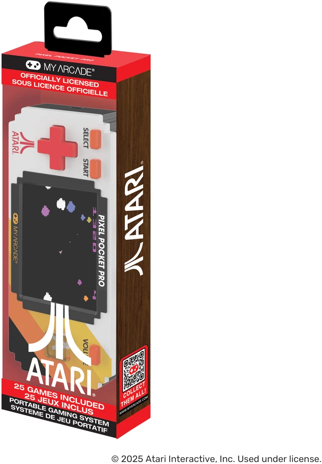 My Arcade Atari Pixel Pocket Pro nešiojama žaidimų konsolė (25 žaidimų)
