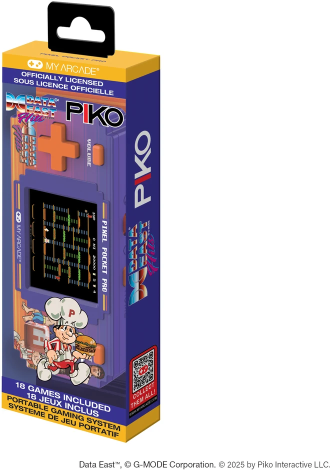 MY ARCADE PIXEL POCKET PRO DATA EAST HITS nešiojama žaidimų konsolė 28 žaidimai viename