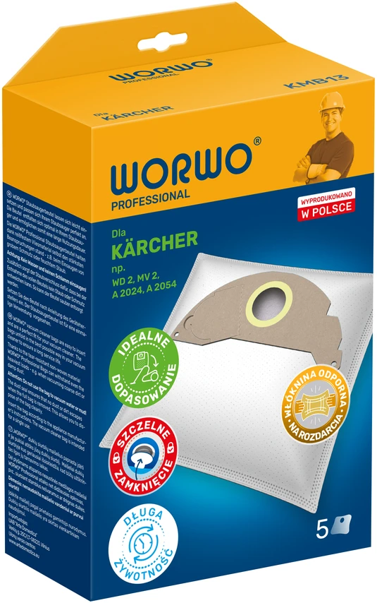 Dulkių siurblių maišeliai WORWO Karcher 6904322 / KMB13K