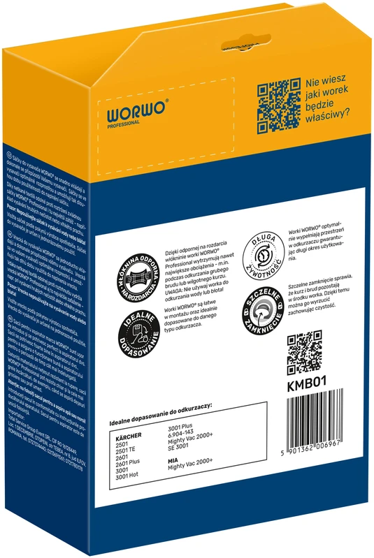 Dulkių siurblių maišeliai WORWO KARCHER 6904143 / KMB01K