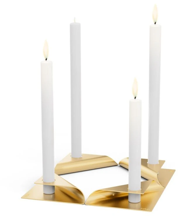 HOFATS SQUARE CANDLE žvakių laikiklių rinkinys, aukso, 4 vnt.