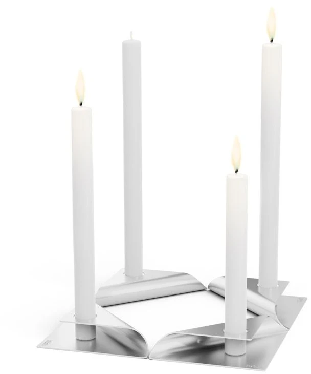 HOFATS SQUARE CANDLE žvakių laikiklių rinkinys sidabrinis, 4 vnt.