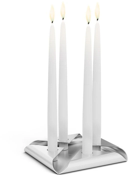 HOFATS SQUARE CANDLE žvakių laikiklių rinkinys sidabrinis, 4 vnt.