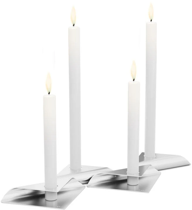 HOFATS SQUARE CANDLE žvakių laikiklių rinkinys sidabrinis, 4 vnt.