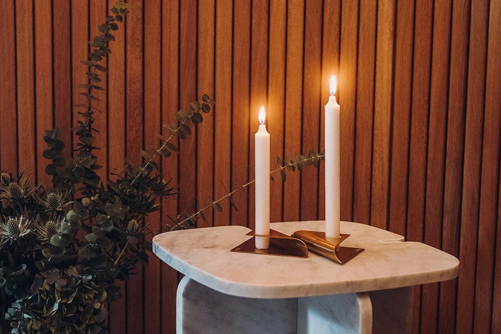 HOFATS SQUARE CANDLE žvakių laikiklių rinkinys, aukso, 4 vnt.