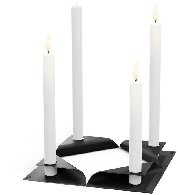 HOFATS SQUARE CANDLE žvakių laikiklių rinkinys, juoda, 4 vnt.