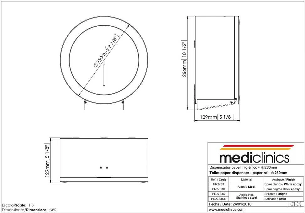 Mediclinics tualetinio popieriaus laikiklis, baltas