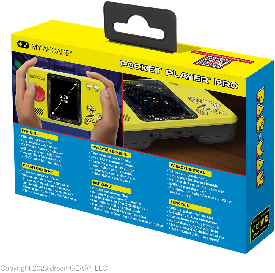 MY ARCADE Mano arkadinis kišeninis žaidėjas Pacman 3 žaidimai