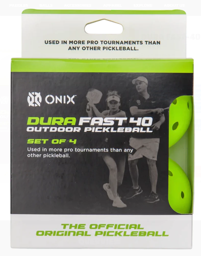 Onix Dura Fast-40 Piklbolo kamuoliukai, 4 vnt. neoninė žalia
