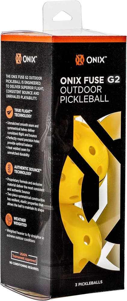 Onix Fuse G2 Piklbolo kamuoliukai, 3 vnt. geltona