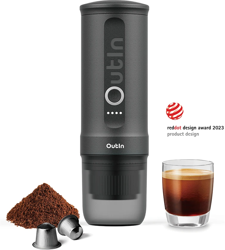 OUTIN NANO rankinis espresso kavos aparatas, pilka (Ekspozicinė prekė)