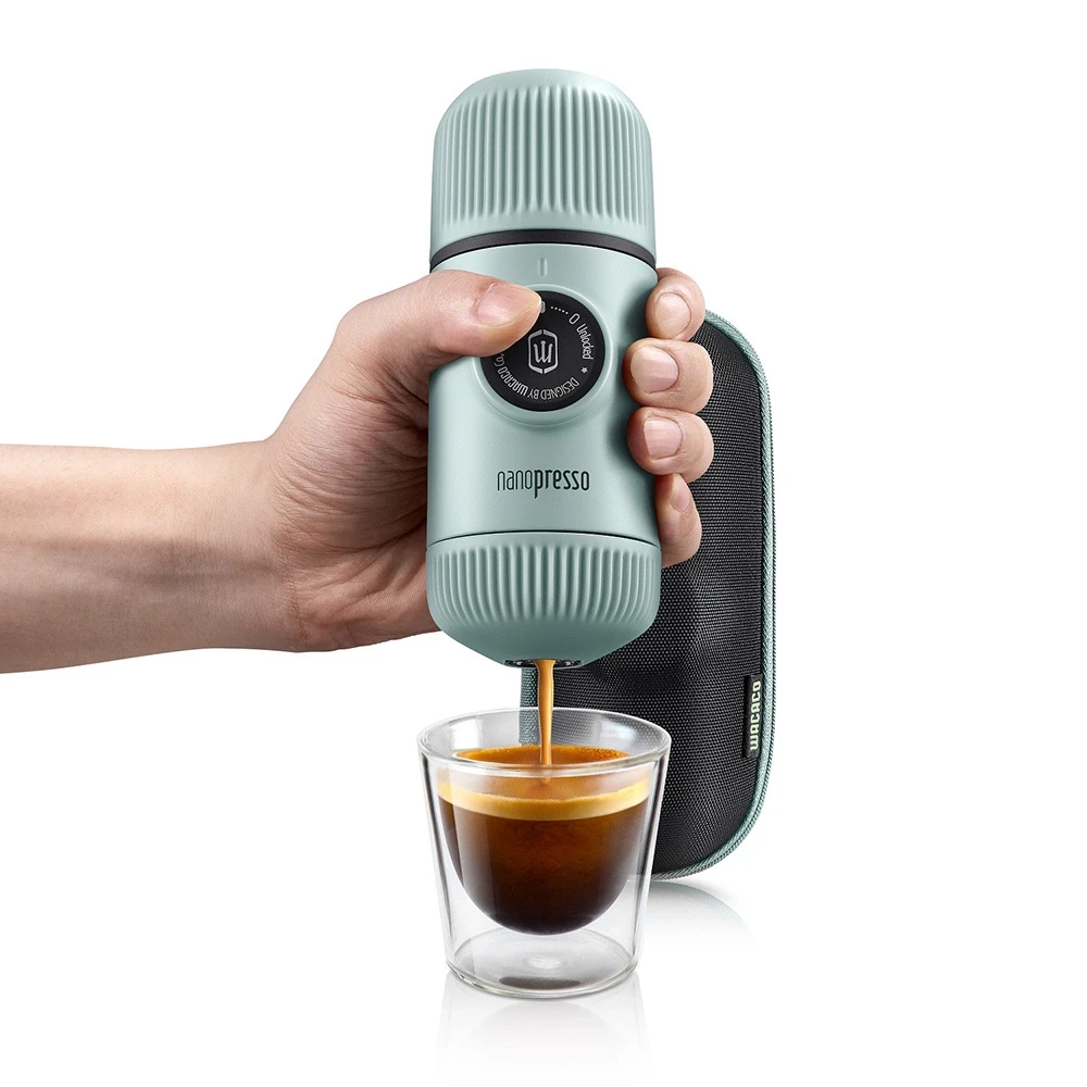 Rankinis maltos kavos aparatas su dėklu Wacaco Nanopresso, Mėlynas