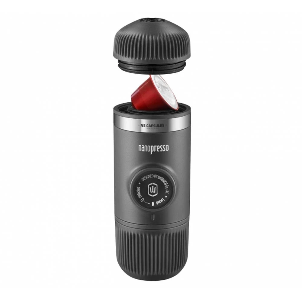 Rankinis maltos kavos aparatas su dėklu ir adapteriu Wacaco Nanopresso, Pilkas