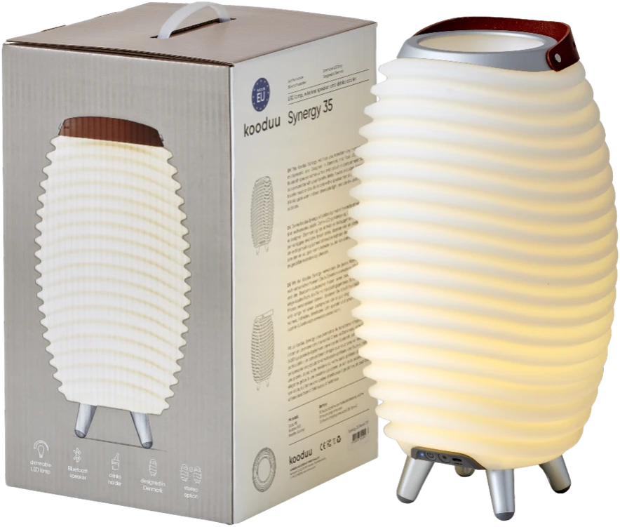 KOODUU SYNERGY 35 LED lempa su garsiakalbiu ir gėrimų aušintuvu - 41 x 24 cm, balta